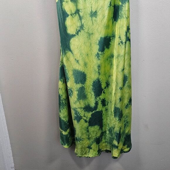 Assembly New York Tie Dye Satin Bias Strap Dress Citrus Size Medium - Picture 4 of 11
